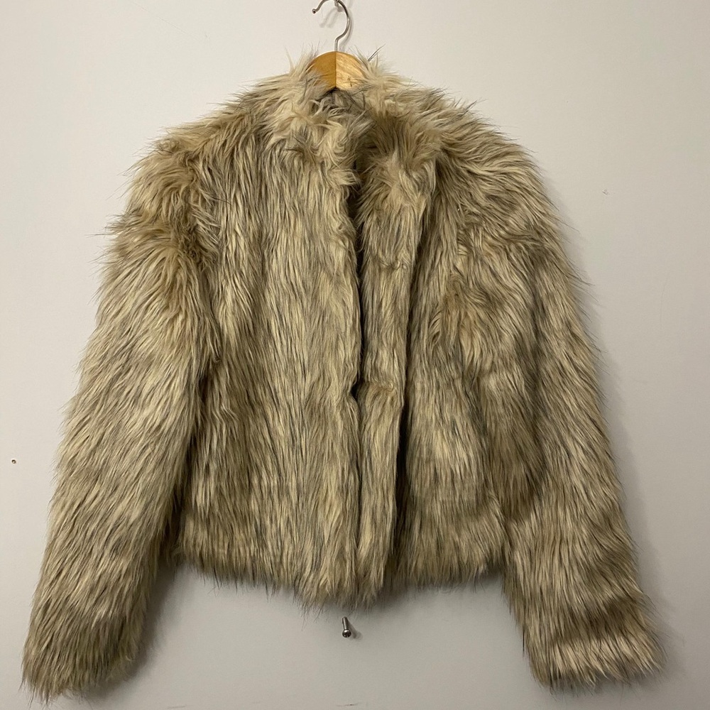 Fashion Nova Faux Fur Teddy Jacket - Cream